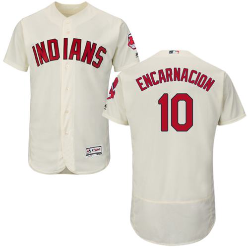 Indians #10 Edwin Encarnacion Cream Flexbase Authentic Collection Stitched MLB Jersey - Click Image to Close